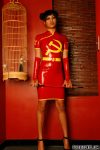 Chinese ProDomme wearing sheer pantyhose at Fetish Fortress