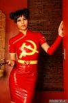Chinese ProDomme wearing sheer pantyhose at Fetish Fortress