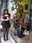 Chinese ProDomme wearing sheer pantyhose at Fetish Fortress