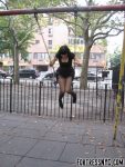 Chinese ProDomme wearing sheer pantyhose at Fetish Fortress