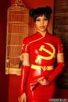 Chinese ProDomme wearing sheer pantyhose at Fetish Fortress