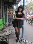 Chinese ProDomme wearing sheer pantyhose at Fetish Fortress