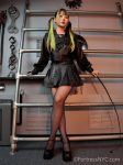 Chinese ProDomme wearing sheer pantyhose at Fetish Fortress